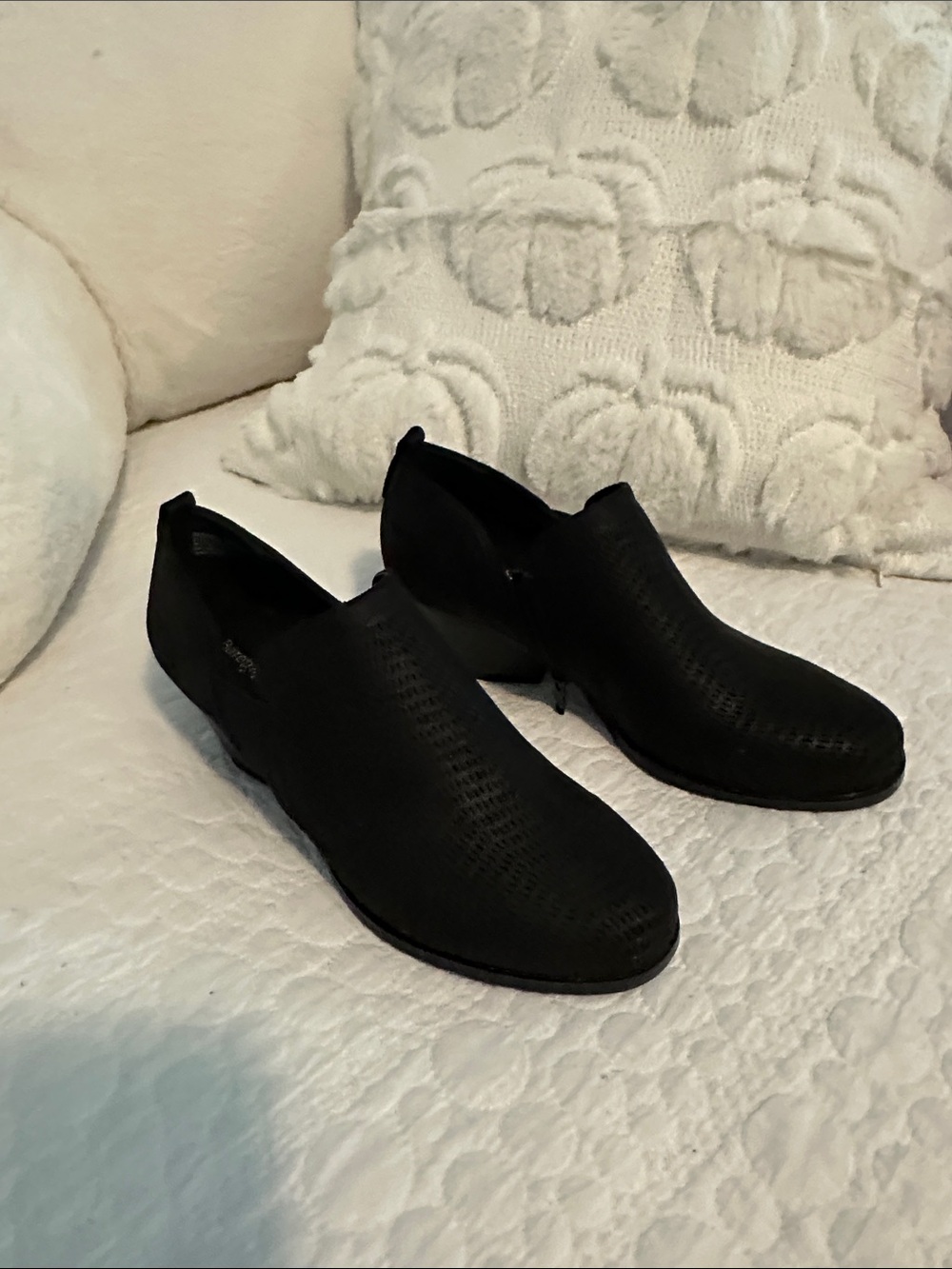 BareTraps Black Perforated Slip-On Heeled Boots